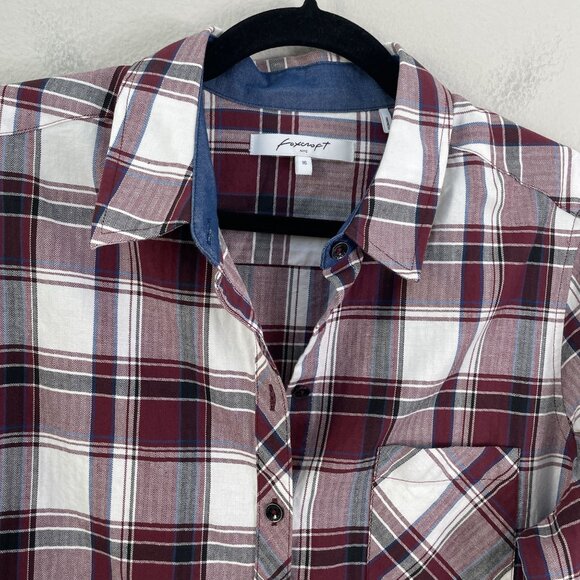 Foxcroft Womens 16 Plaid Button Up Shirt Long Sleeve Top Cotton - Picture 9 of 10